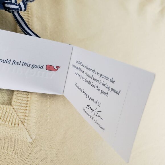 Vineyard Vines Sweater Mens Extra Large Yellow New Merino Wool Italian Yarn‎ XL - Picture 5 of 13